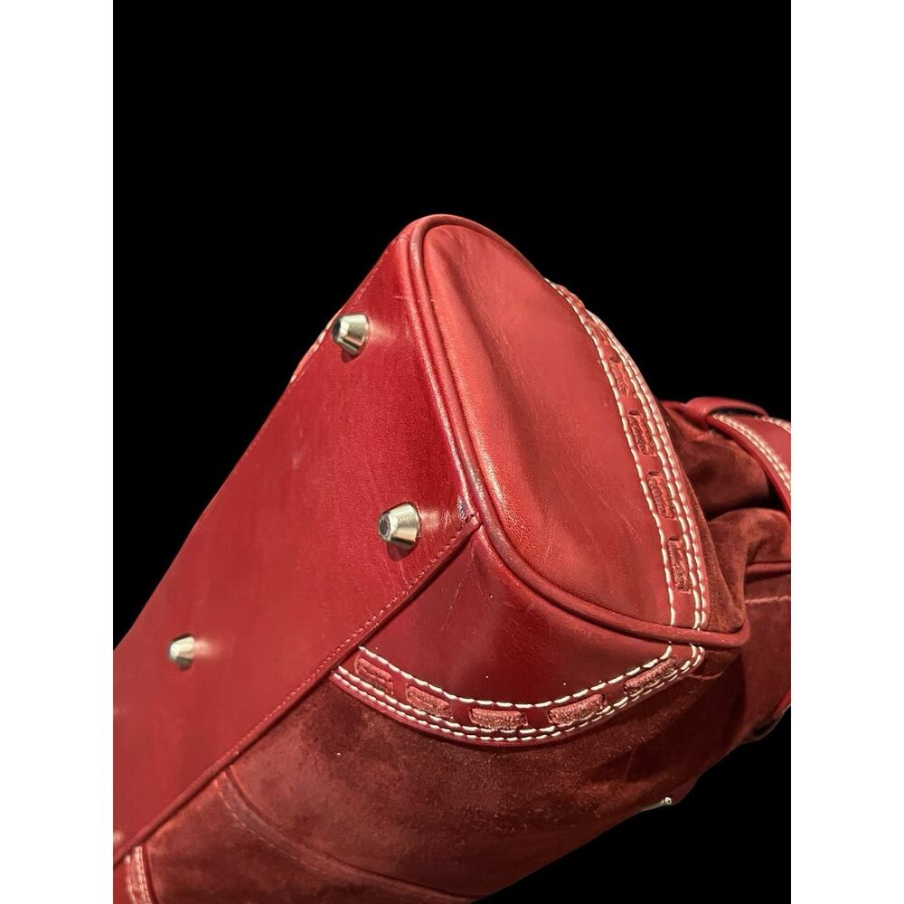 vintage Coach Hamptons fine suede and leather Bag Bordeaux Red - Picture 5 of 10